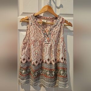 Knox Rose Sleeveless Blouse - Pink and Black Pattern